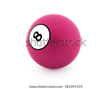 Pink eight Ball on a plain white background 