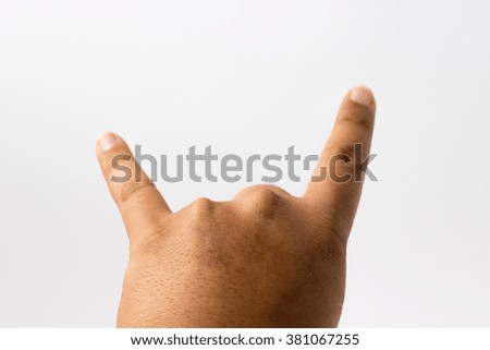 Hand of rocker isolated on white background
