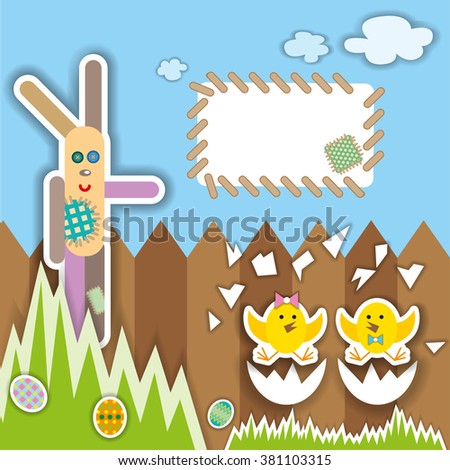 Easter Extravaganza. Big Easter set with cute rabbit, colorful eggs, chicks. Ideal for scrap-booking