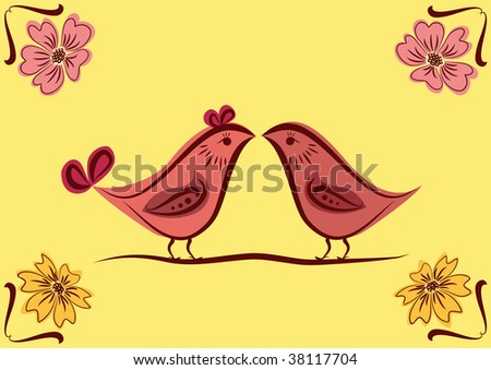 National ornament with birds. Vector illustration.