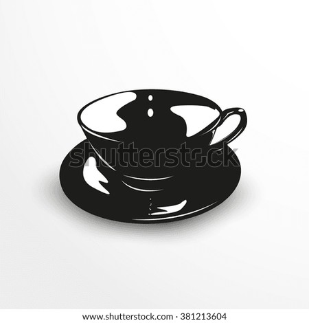 A cup and saucer. Vector illustration.
