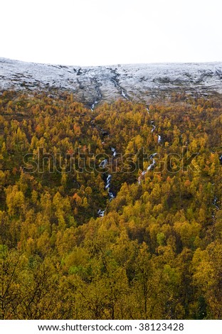 a rural mountain landscape in the north of sweden