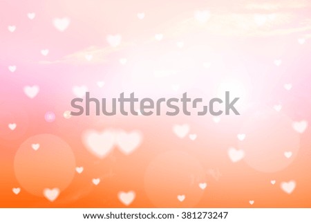 Valentines day background , Valentines Day Card ,Abstract and Soft Hearts for Valentines Day Background ,Vintage style color tone ,background out of focus ,bright sun light background