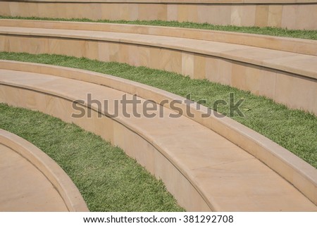 Green grass lawn with steps
