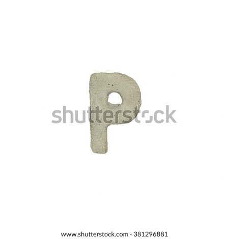The P letter cement texture with clipping path