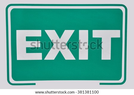Close up of a exit sign for stairway. Green emergency exit sign. Label that will help you escape