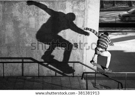 skate, shadow, skateboarding, sport, urban