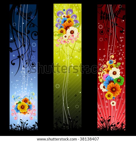 Vector Illustration of floral swirl beautiful banners.