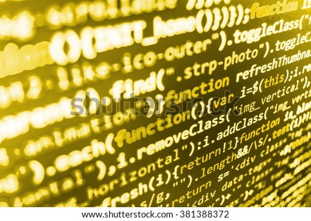 Programmer developer screen. Programming code on computer screen. Writing programming code on laptop. (Code is my own property there is no risk of copyright violations)