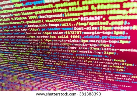 Programming code abstract screen of software developer.  Website codes on computer monitor. (Code is my own property there is no risk of copyright violations)