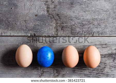 Easter Eggs on grey wood