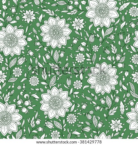 Seamless vector floral pattern with colorful fantasy plants and flowers, pattern can be used for wallpaper, pattern fills, web page background, surface textures