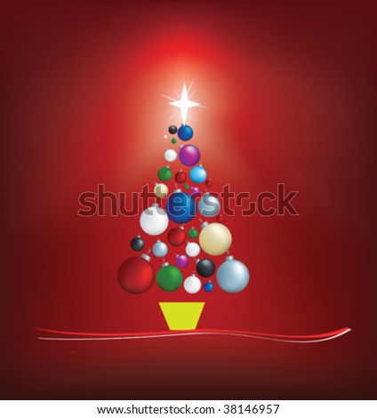 christmas tree modern illustration in a loose abstract style