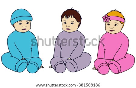 Vector isolated babies set