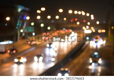 Night city street lights background and street lights blur