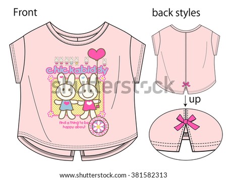 cute bunny, girl tshirt design, kids fashion vector illustration