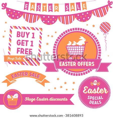 Easter Sale Clip Art - Badges, banners, graphic elements and labels