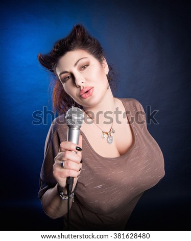 Caricature of a Woman in a karaoke