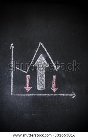 Business concepts design on black board. This photo can use for success in business concept. Arrow sign shows success in business. 