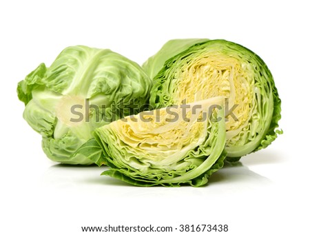 Cut cabbage on white background Royalty-Free Stock Photo #381673438