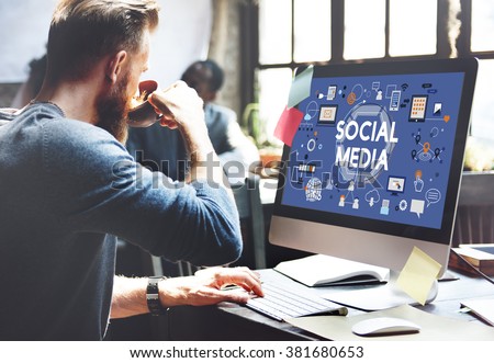 Social Media Social Networking Technology Innovation Concept Royalty-Free Stock Photo #381680653