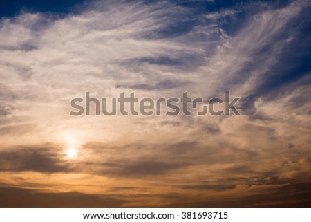sunset and clouds in the blue sky