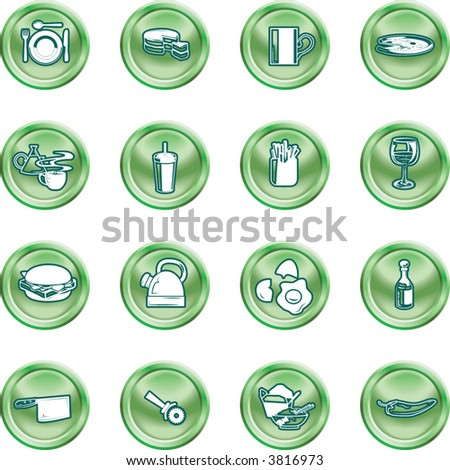 Food Icon Button Series Set A set of food and drink icons. No meshes used.