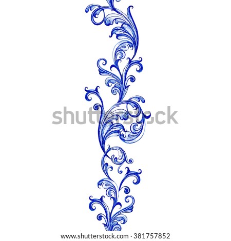 Vector floral watercolor texture pattern with flowers.Watercolor floral pattern.Blue flowers pattern.Seamless pattern can be used for wallpaper,pattern fills,web page background,surface textures