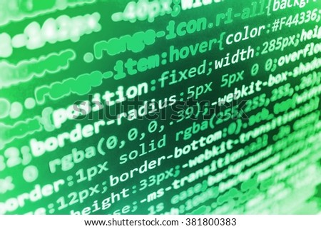 Website codes on computer monitor. Source code photo. Software background. Programming code on computer screen. (Code is my own property there is no risk of copyright violations)