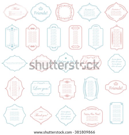 Vector illustration of a set of calligraphic page dividers, floral elements and frames for scrapbook and other designs