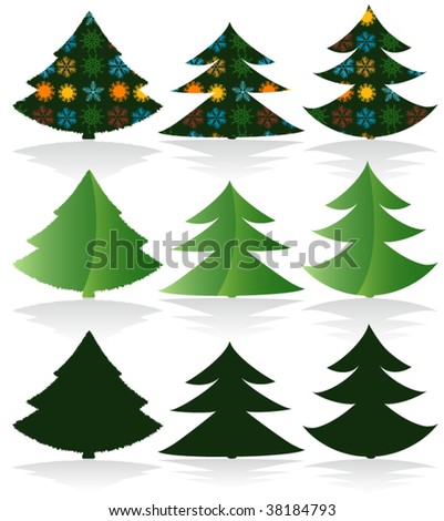 Vector Christmas Trees Set  Design Elements