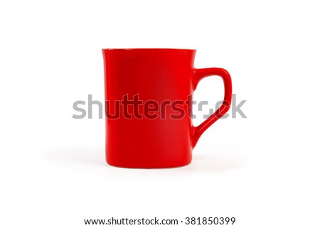 red cup of coffee on a white background Royalty-Free Stock Photo #381850399