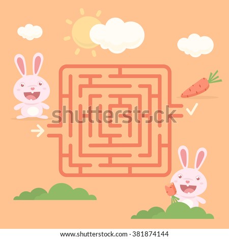 Labyrinth rabbit with carrot
