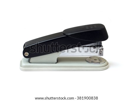 Black and white isolated metal stapler isolated background