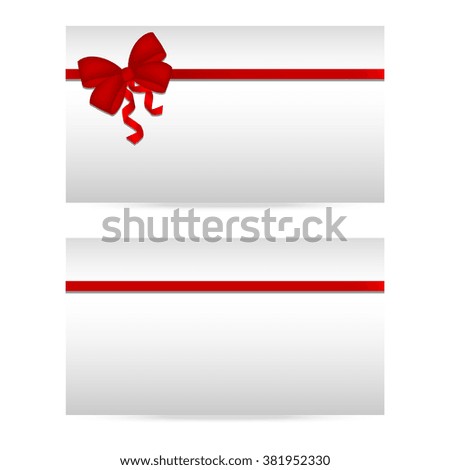 Gift cards with ribbons. Invitation card. Discount card, Vector background