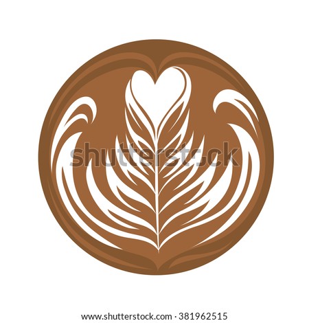 Swing Heart Rosetta Coffee Latte art Logo, Icon, Symbol Royalty-Free Stock Photo #381962515