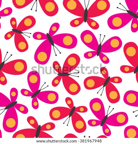 Seamless background with cute butterfly design vector