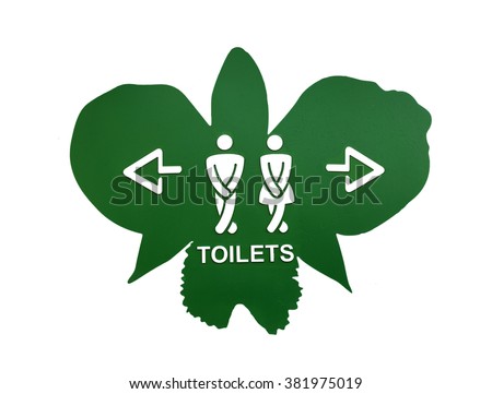 Men and women toilet sign with an arrow showing direction.