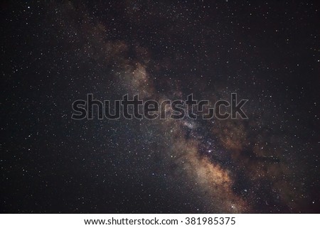 Close-up of Milky Way,Long exposure photograph, with grain
