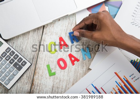 hand arranging car loan concept photo