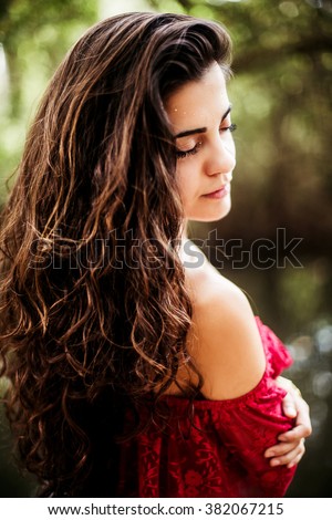 portrait of a beautiful girl outdoors in the Park