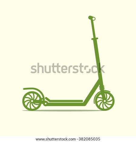 Vector illustration of an urban kick scooter made in flat style. Vector scooter icon.