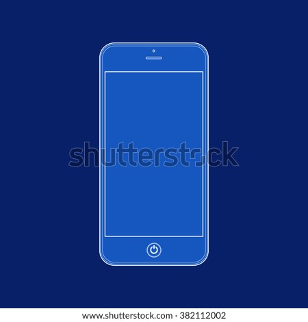 Business Phone with blank screen on blue background.  Illustration Similar To iPhone.
