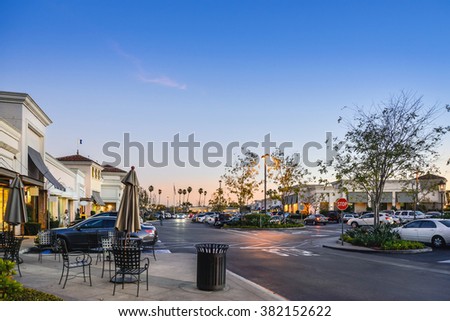 Shopping mall in the nightfall Royalty-Free Stock Photo #382152622