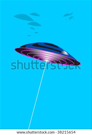 vector UFO on a blue sky