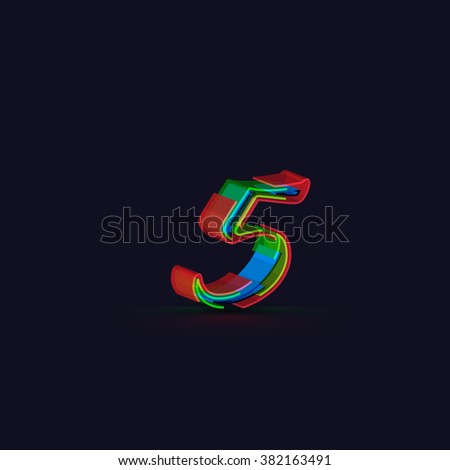 3D colorful number from a typeset, vector