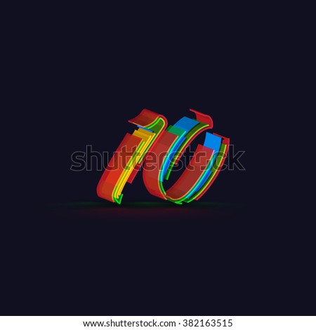 3D colorful number from a typeset, vector