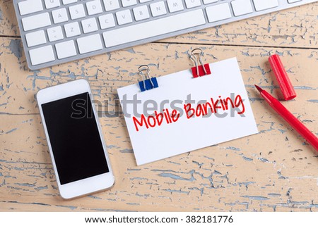 Paper note with text Mobile Banking