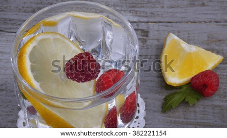 Lemon, raspberry, mint - ingredients for chilly drink
