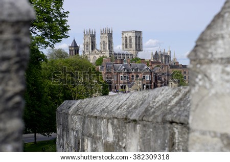 Fortified Cities,York Bar Walls with York Minster in the background,York, England.